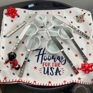 Oneida "Verge" Pattern 18/10 SS Butter Spreaders S/6 & Butter Pats/Dipping Bowls